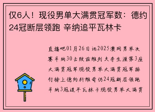 仅6人！现役男单大满贯冠军数：德约24冠断层领跑 辛纳追平瓦林卡