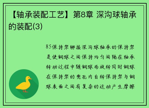 【轴承装配工艺】第8章 深沟球轴承的装配(3)